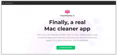 Slika 2: Primjer lažne web stranice koja imitira CleanMyMac na adresi hxxps://cleanmymac[.]pro/ [6]