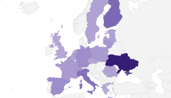 A map of targeted countries by the Project DDoSia botnet in 2024.[5]