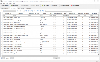 Slika 3 (SQLite baza podataka - //cookies//)