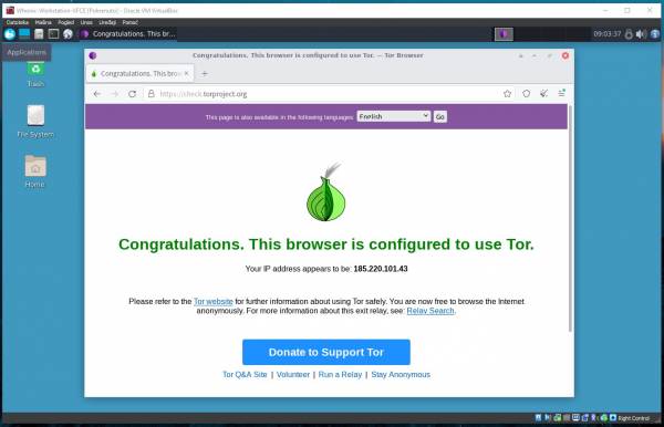  Status povezanosti na Tor mrežu 